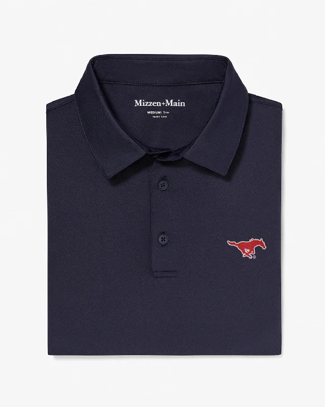 men's cool polo shirts-Navy Solid