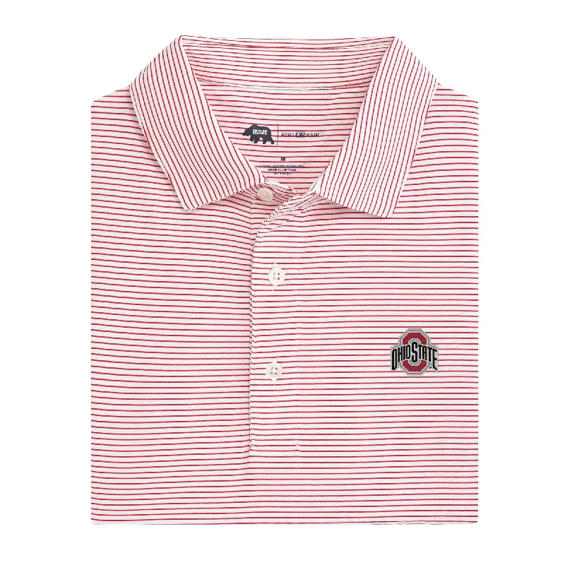 men's jersey polo shirts-Birdie Stripe Ohio State Performance Polo