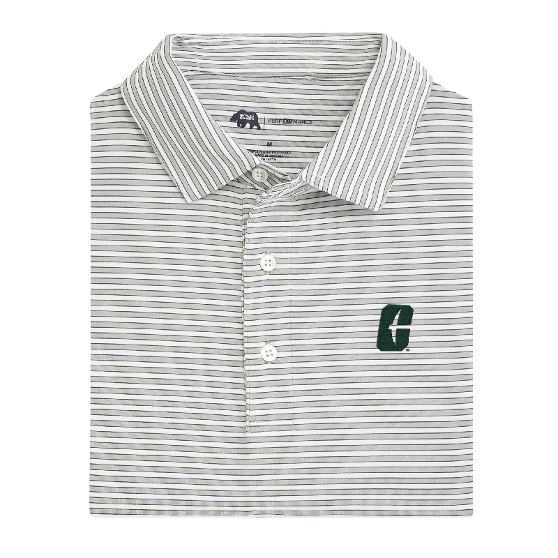 men's regular fit polo shirts-Mulligan Stripe UNC Charlotte Performance Polo