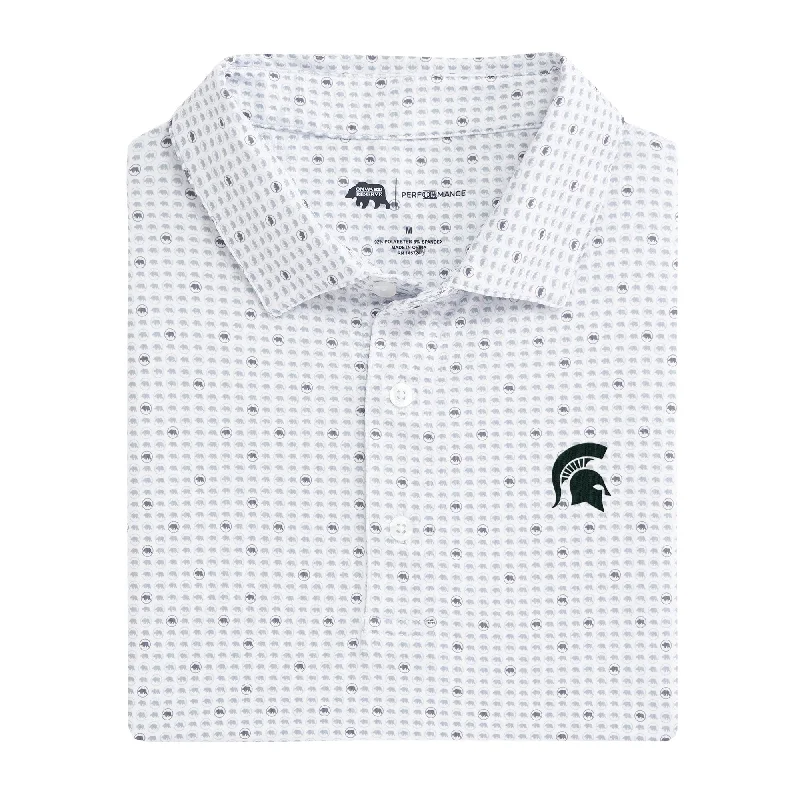 men's beach polo shirts-Michigan State Tour Logo Printed Performance Polo