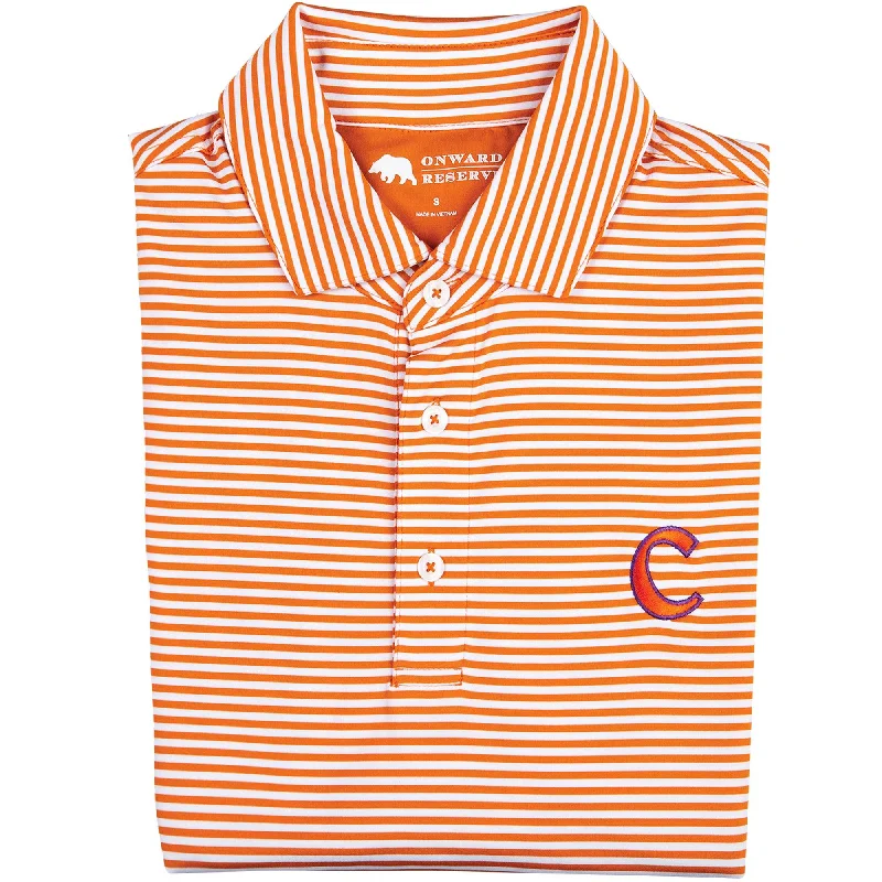 men's comfortable fit polo shirts-Pro Stripe Clemson C Polo