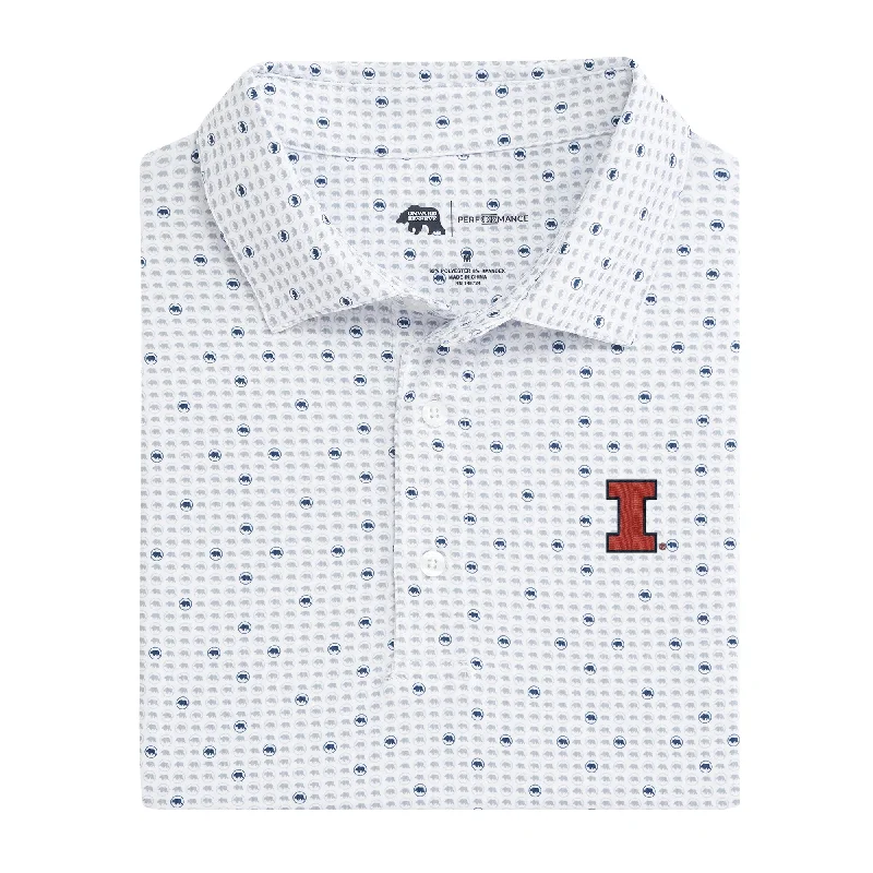 men's streetwear polo shirts-Illinois Tour Logo Printed Performance Polo