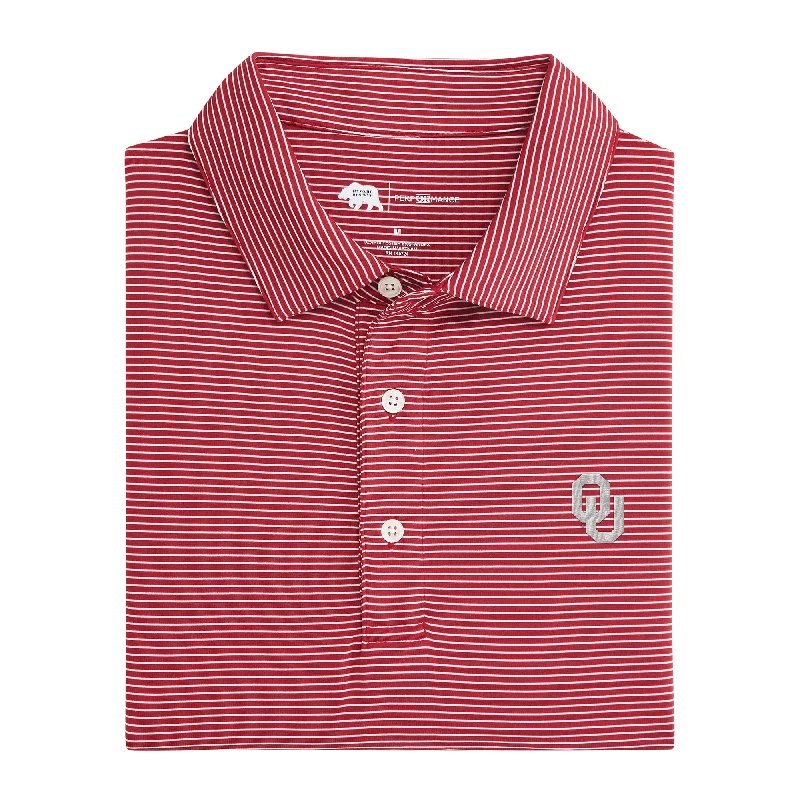 men's designer polo shirts-Birdie Stripe Oklahoma Performance Polo