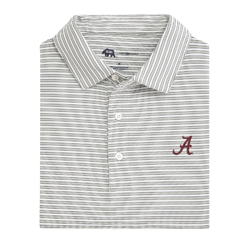 men's eco-friendly polo shirts-Alabama Mulligan Stripe Performance Polo