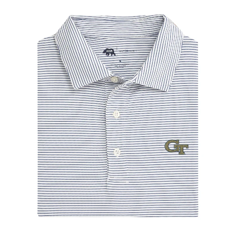 men's unique polo shirts-Birdie Stripe Georgia Tech Performance Polo