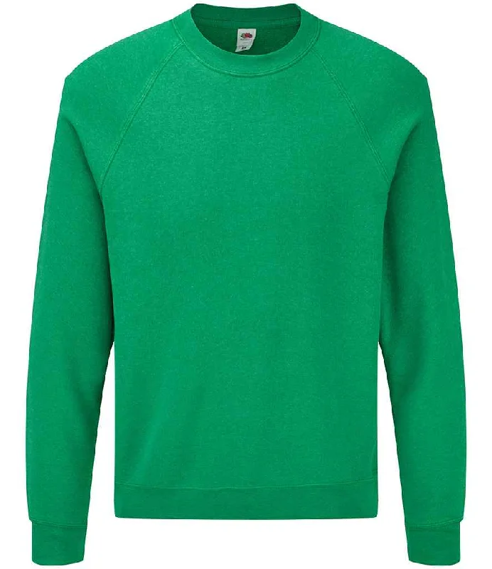 men's patterned sweatshirts-Fruit of the Loom Classic Raglan Sweatshirt | Heather Green