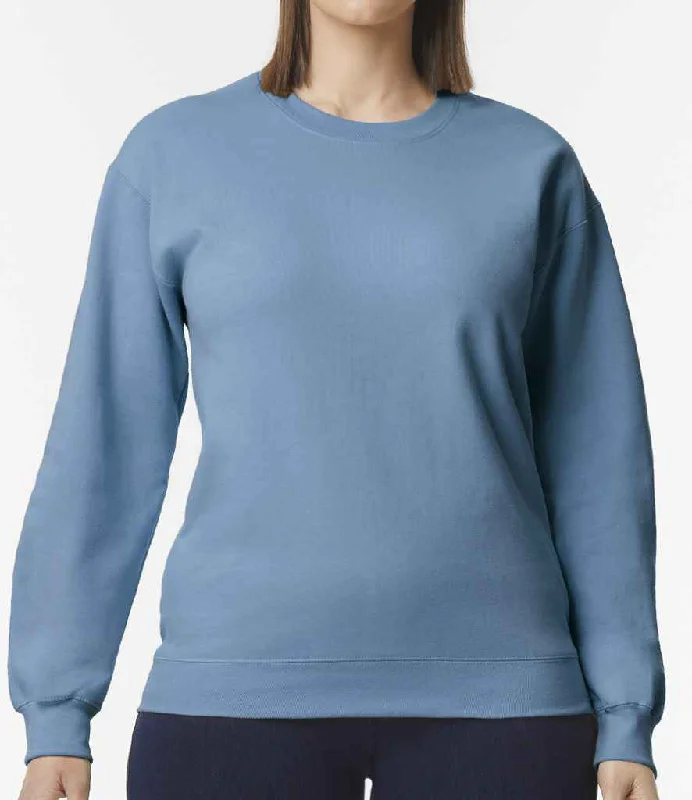 men's warm sweatshirts-Gildan SoftStyle® Midweight Crew Neck Sweatshirt | Stone Blue