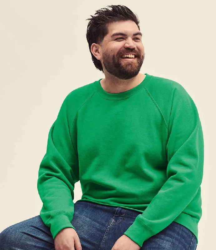 men's solid color sweatshirts-Fruit of the Loom Classic Raglan Sweatshirt | Kelly Green