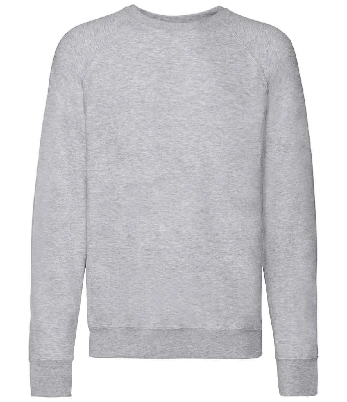 men's weekend sweatshirts-Fruit of the Loom Lightweight Raglan Sweatshirt | Heather Grey