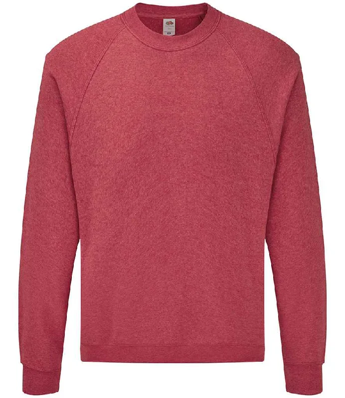 men's plain sweatshirts-Fruit of the Loom Classic Raglan Sweatshirt | Heather Red