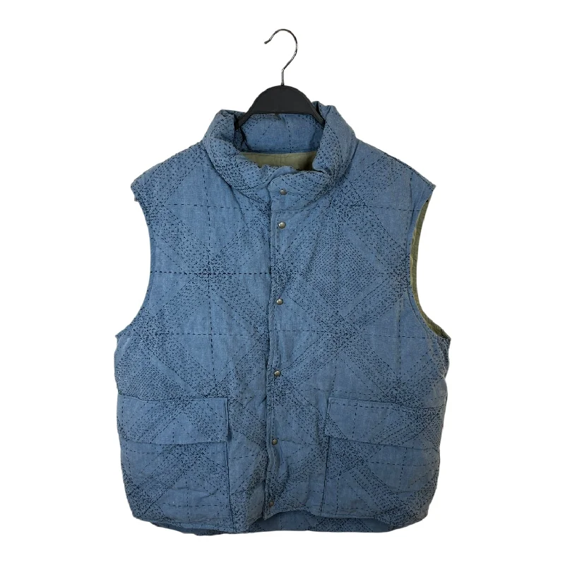 men's relaxed fit vests-visvim/Puffer Vest/2/Linen/IDG/Sashiko Puffer Vest