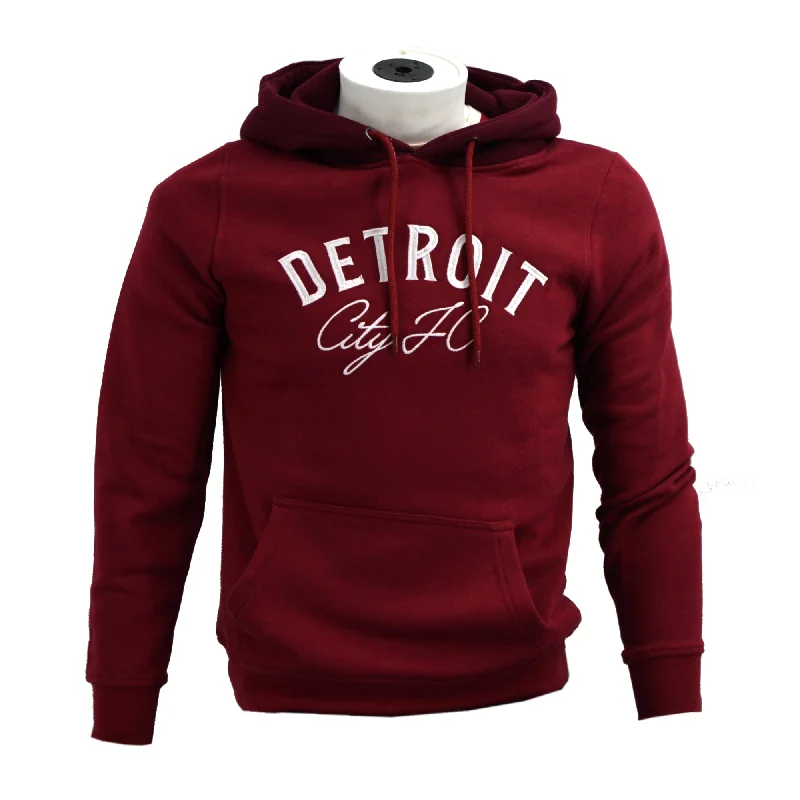 men's striped hoodies-DCFC Arched Script Women's Hoodie- Maroon