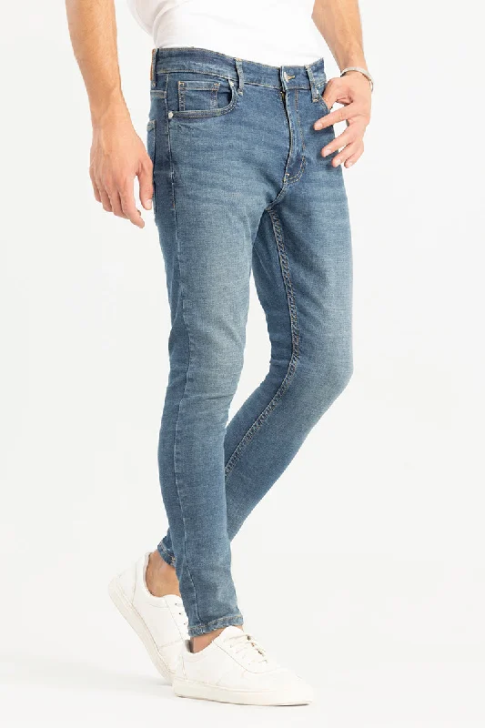 men's travel pants-Theodore Whiskered Blue Skinny Jeans