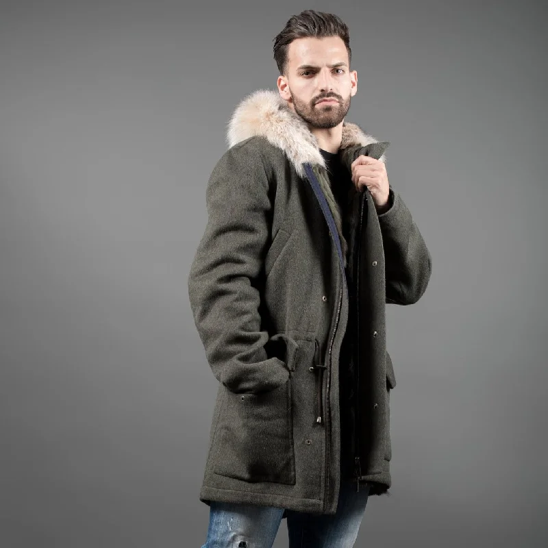 men's lightweight jackets-Men's Cashmere Parka with Lynx fur