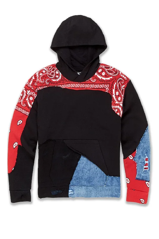 men's fishing hoodies-Big Men's Paisley Pullover Hoodie (Crimson)