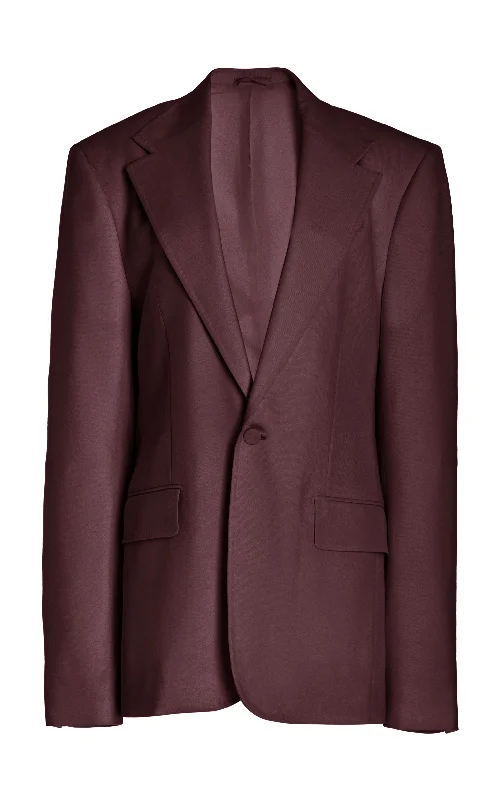 men's sun protection jackets-Leiva Blazer in Deep Bordeaux Virgin Wool Twill