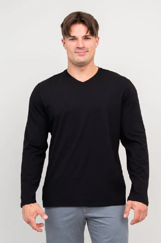 men's stylish t-shirts-Adam Long Sleeve, Black, Bamboo