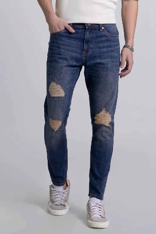 men's comfortable trousers-Jack Grunge Blue Skinny Jeans