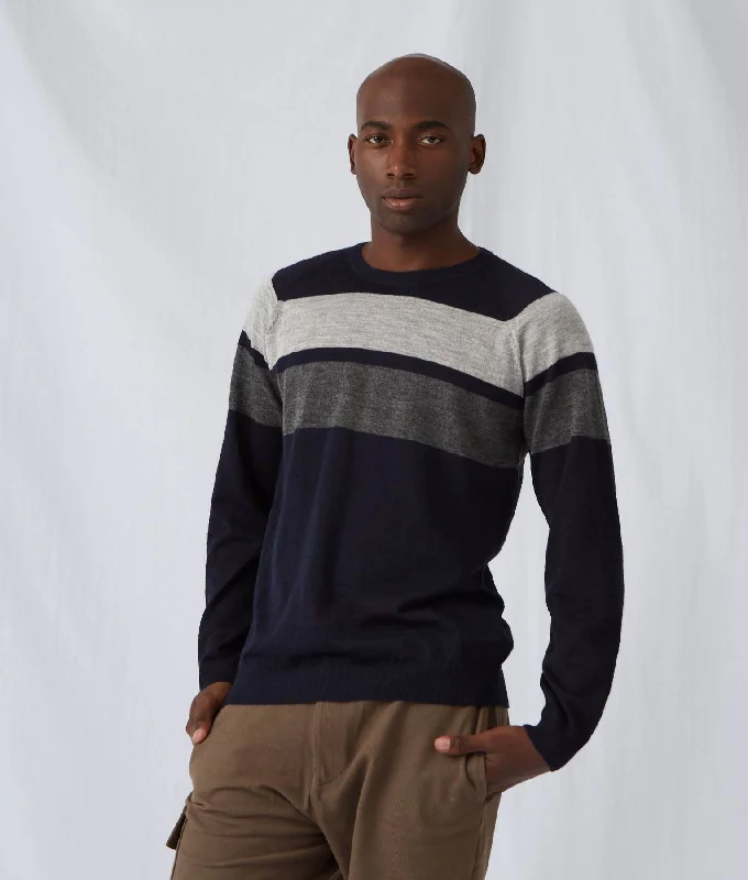 men's statement sweaters-Men's Intarsia Crew Neck Sweater