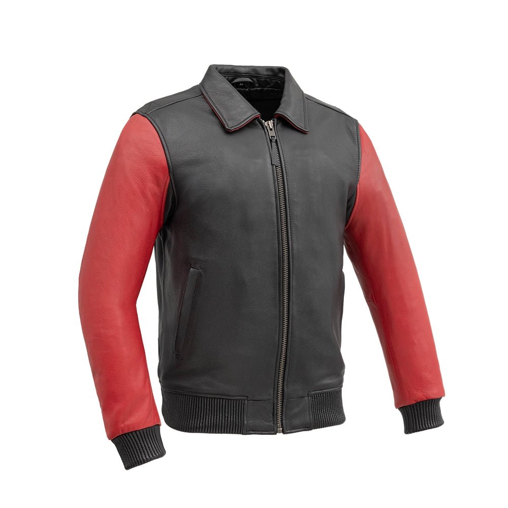 men's tailored jackets-Moto Bomber Two Tone Men's Leather Jacket