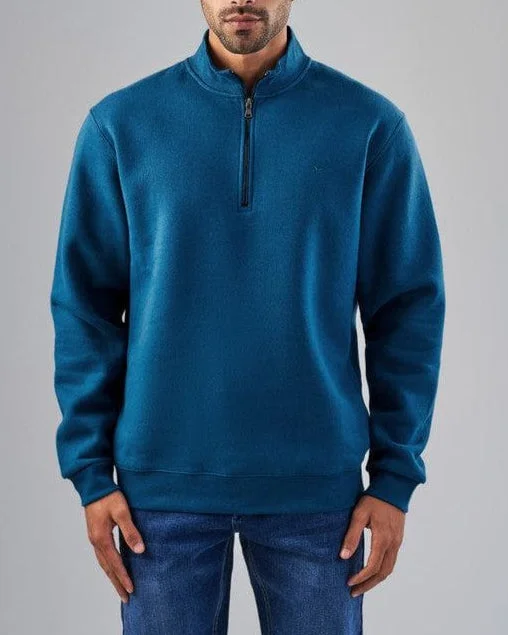 men's weekend sweatshirts-ZIP NECK SWEATSHIRT  - GINZARY