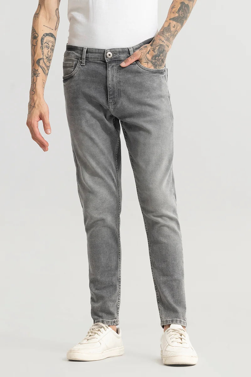 men's office trousers-Ashen Washed Grey Skinny Jeans