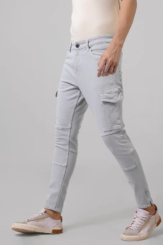 men's lightweight pants-Hardy Grey Cargo Jeans