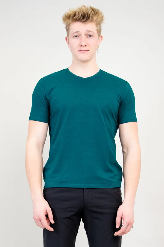 men's vintage t-shirts-Adam Short Sleeve Shirt, Teal, Bamboo