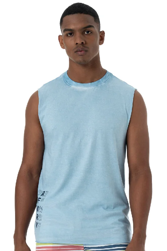 men's tank top ribbed-Dirty Dye Tank _ 150455 _ Pale Blue