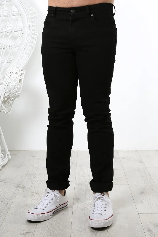 men's wide leg trousers-R2 Slim & Narrow Black Custom