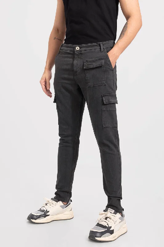 men's trendy trousers-Xavie Grey Cargo Jeans