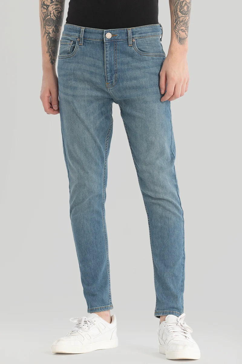 men's neutral color trousers-Light Blue Skinny Fit Jeans