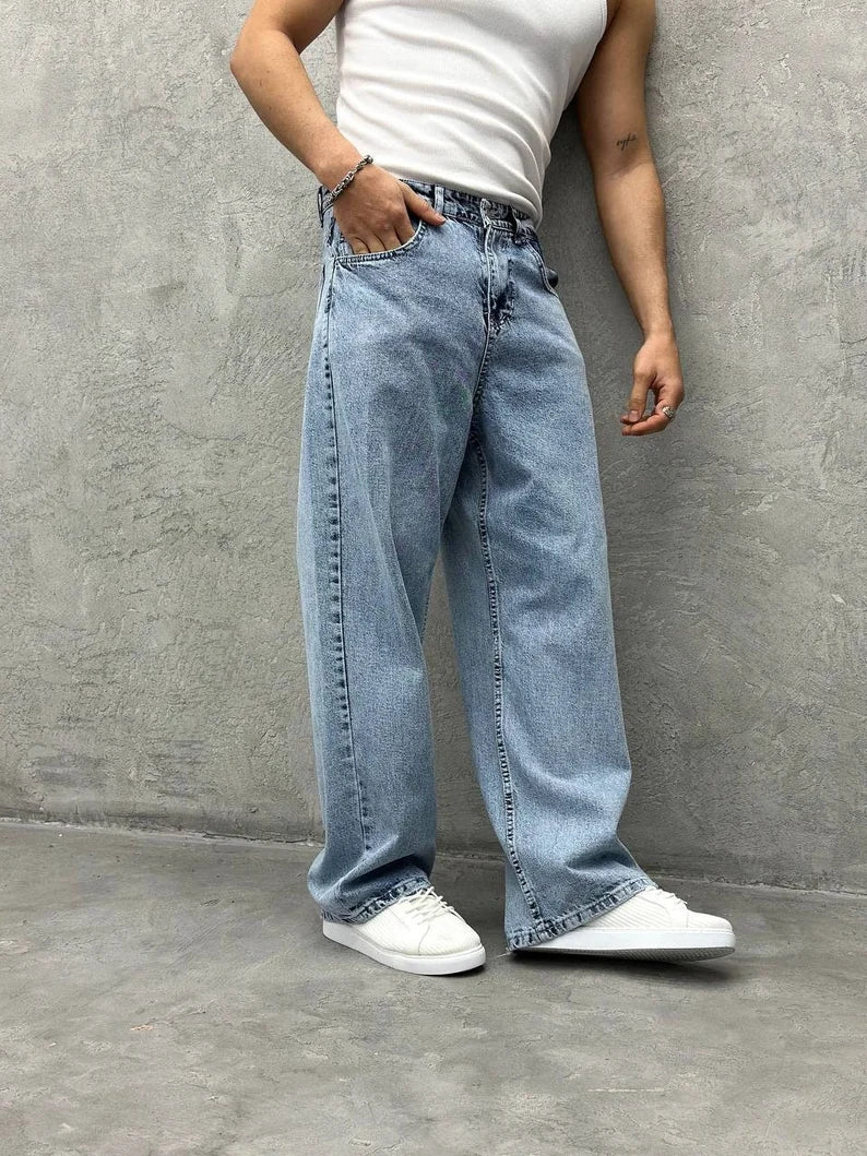 men's home wear trousers-Oh So Vintage Men Baggy Jeans