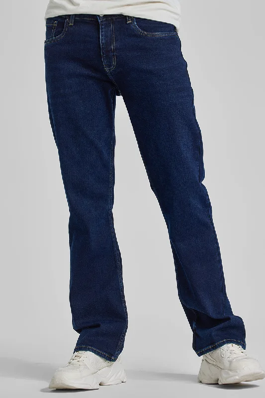 men's cargo pants-Dark Blue Bootcut Jeans