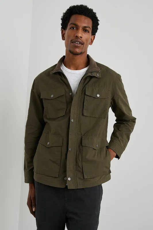 men's camping jackets-CARDIFF JACKET - DARK OLIVE