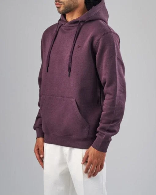 men's urban wear sweatshirts-BASIC HOODIE  - BURGUNDY