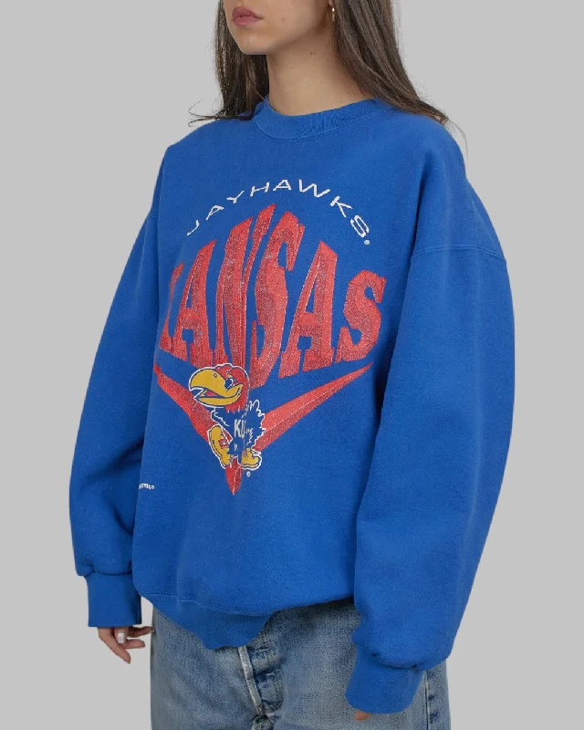 men's comfortable fit sweatshirts-(M/L) 90s University of Kansas Jayhawks