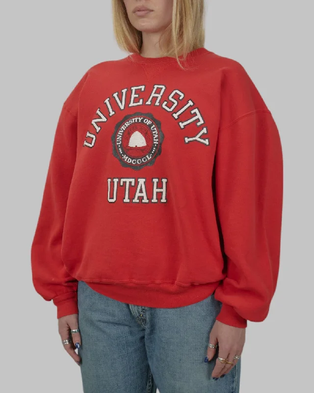 men's soft sweatshirts-(L) 90s University of Utah Utes