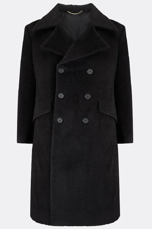 men's plaid coats-RUMPAD COAT IN  BLACK ALPACA