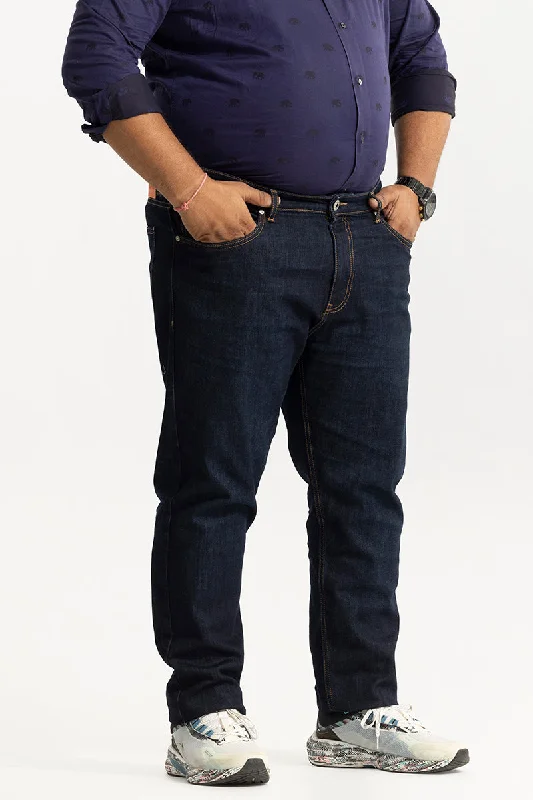 men's solid color pants-Grande Dark Blue Plus Size Jeans