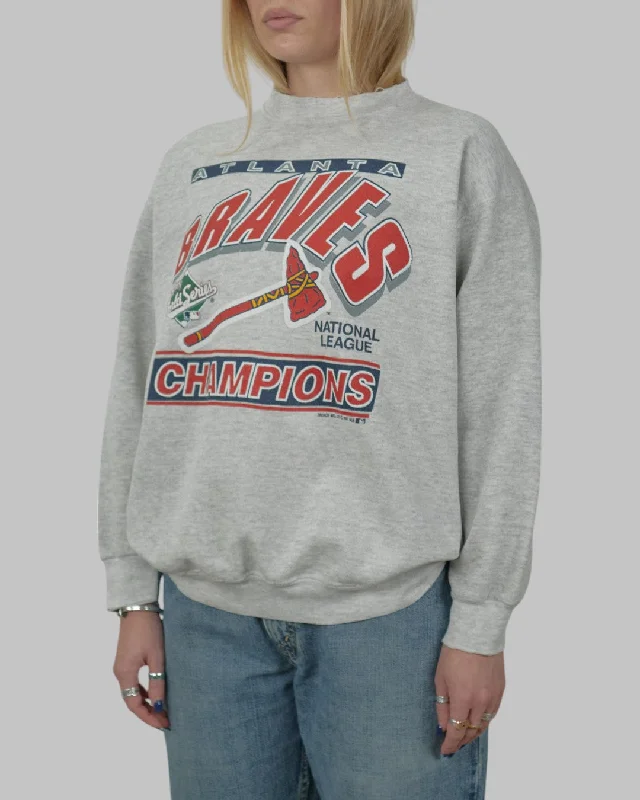 men's thermal sweatshirts-(M) 90s Atlanta Braves