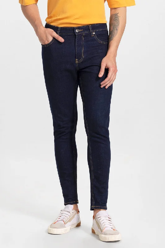 men's adventure trousers-Kross Raw Indigo Skinny Jeans