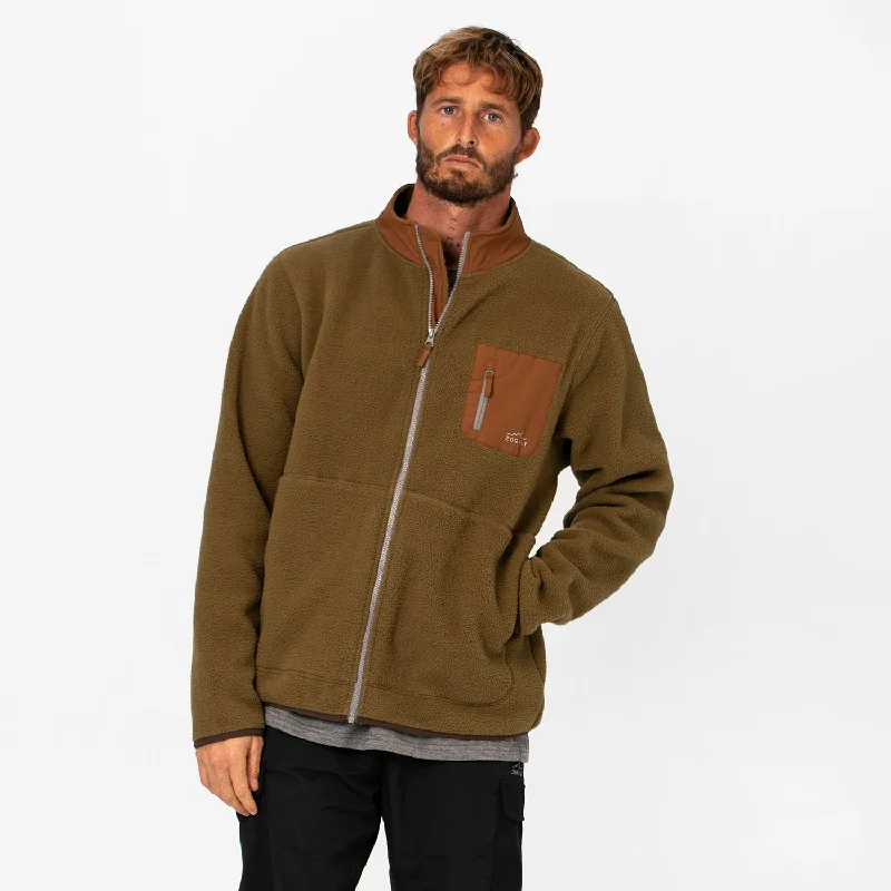 men's soft jackets-Mens Cosy Camp Fleece River Moss