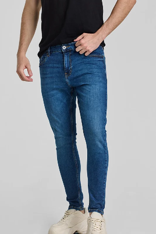 men's waterproof pants-Blue Skinny Fit Jeans