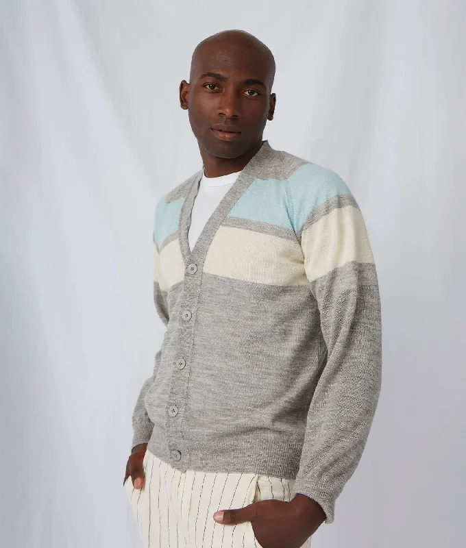 men's fashion-forward sweaters-Men's Intarsia V-Neck Cardigan