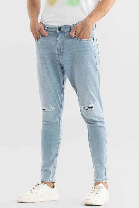 men's low rise pants-Zeel Ice Blue Skinny Jeans