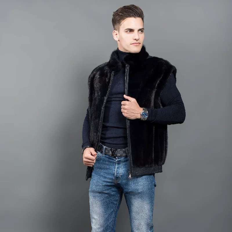 men's cozy jackets-Men's Mink Fur Vest