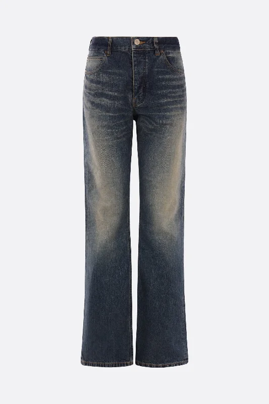 men's relaxed fit pants-denim flare jeans