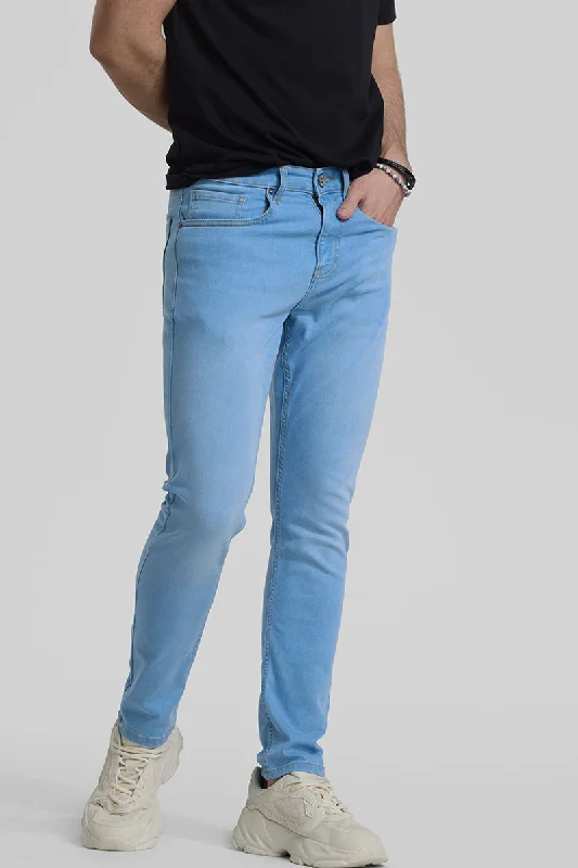 men's sport trousers-Light Blue Slim Fit Jeans