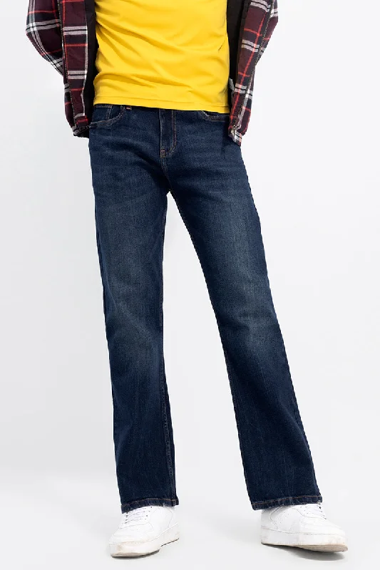 men's classic trousers-Edward Blue Bootcut Jeans